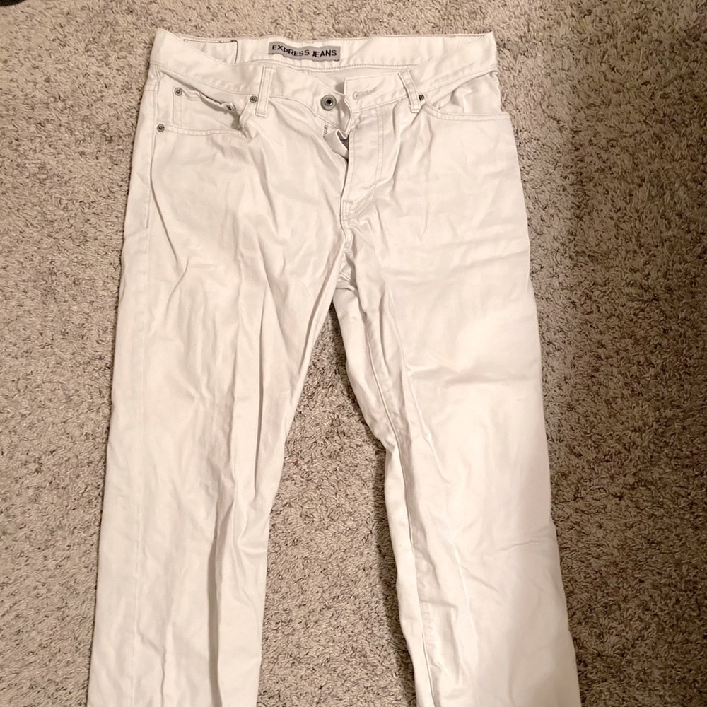 Express ‘Kingston’ White Denim Straight Leg Jeans